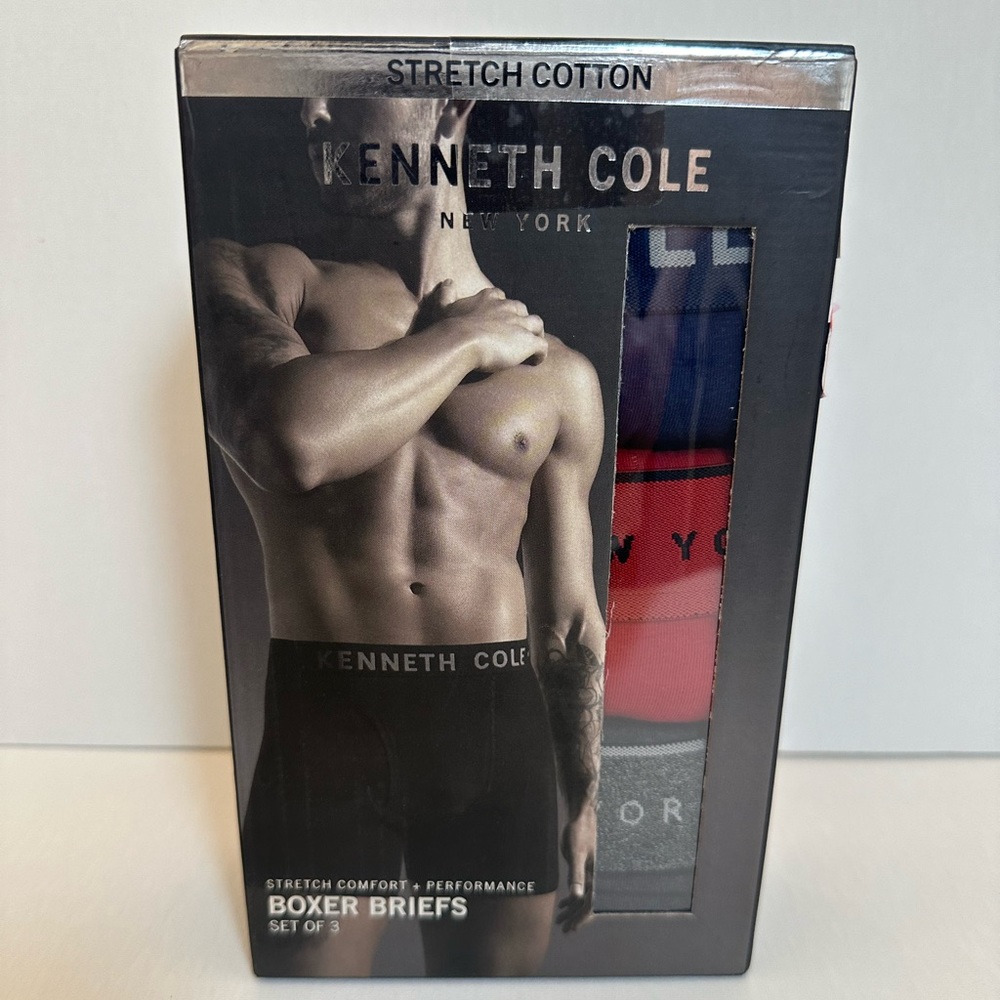Kenneth Cole Boxer Briefs set of 3. Red, Blue, Grey. Stretch Comfort+Performance